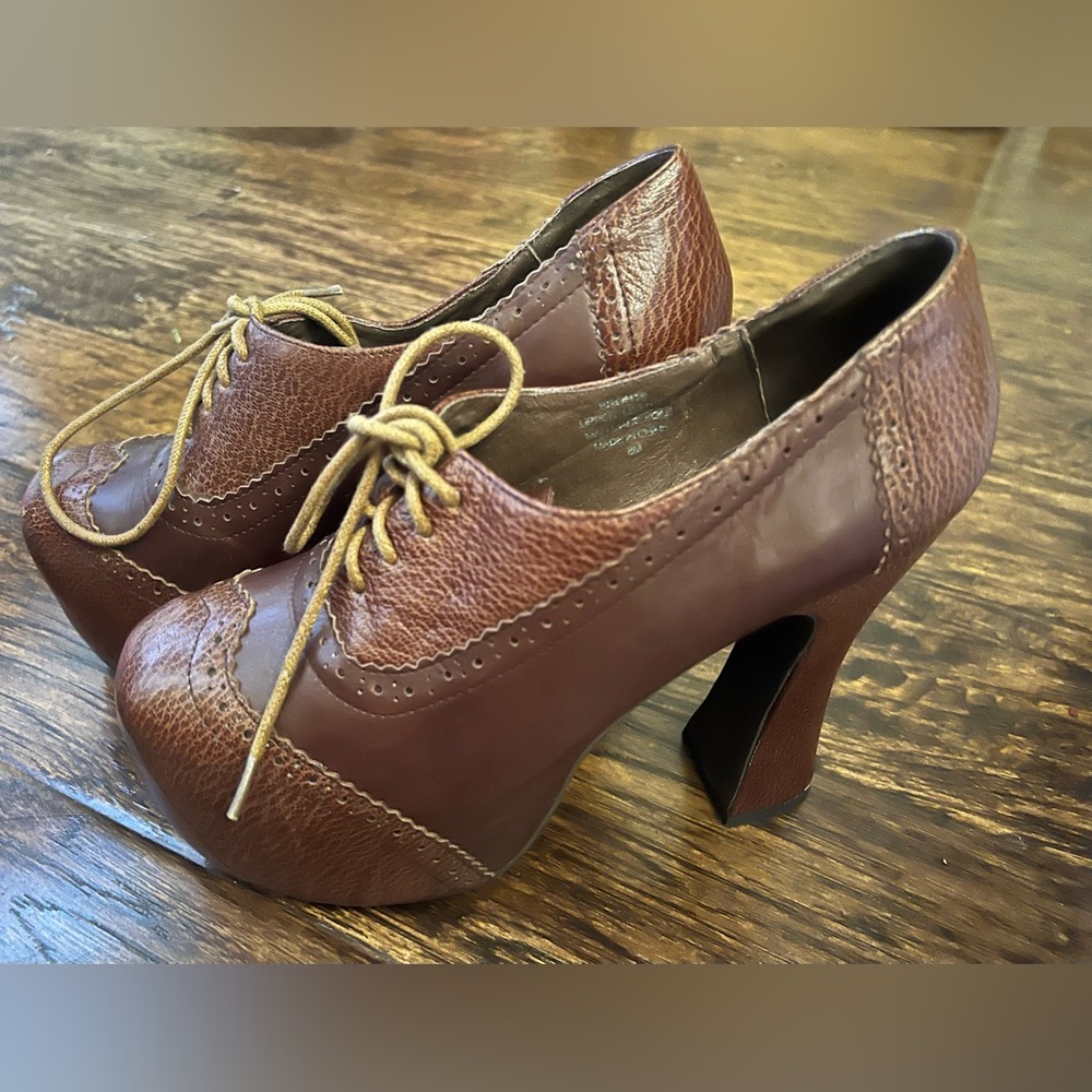 Jeffrey Campbell Brown Lace-Up Platform Heels